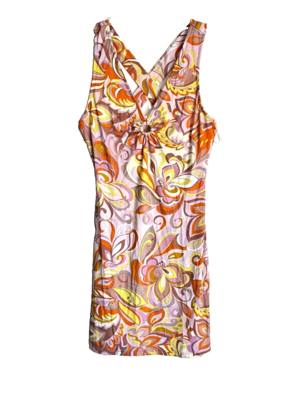 Le Lis Floral Sleeveless Mini Dress w Criss Cross Back-Size: Small